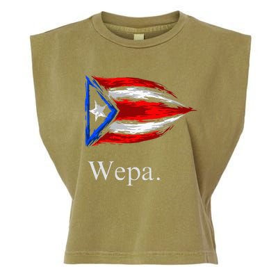 Wepa Puerto Rico Vintage Puerto Rican Flag Pride Garment-Dyed Women's Muscle Tee