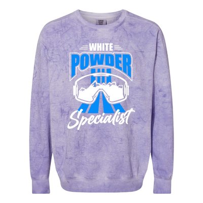 White Powder Specialist Skiing Lover Gift For Skier Colorblast Crewneck Sweatshirt