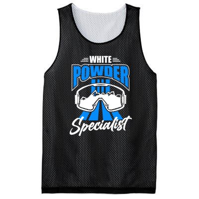 White Powder Specialist Skiing Lover Gift For Skier Mesh Reversible Basketball Jersey Tank