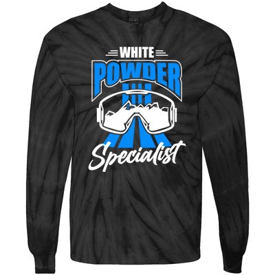 White Powder Specialist Skiing Lover Gift For Skier Tie-Dye Long Sleeve Shirt