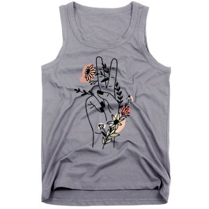 Wildflower Peace Sign Floral Bouquet Wildflower Hippie Funny Gift Tank Top