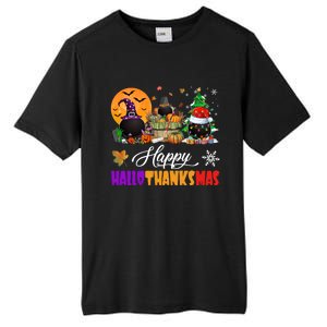 Witch Pilgrim Santa Ice Hockey Pucks Happy Hallothanksmas Great Gift Tall Fusion ChromaSoft Performance T-Shirt