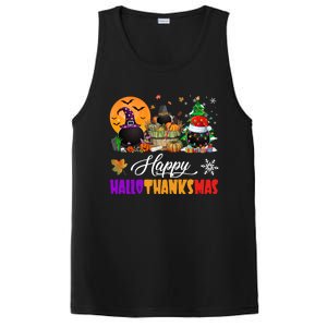 Witch Pilgrim Santa Ice Hockey Pucks Happy Hallothanksmas Great Gift PosiCharge Competitor Tank