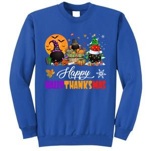 Witch Pilgrim Santa Ice Hockey Pucks Happy Hallothanksmas Great Gift Sweatshirt