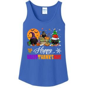 Witch Pilgrim Santa Ice Hockey Pucks Happy Hallothanksmas Great Gift Ladies Essential Tank