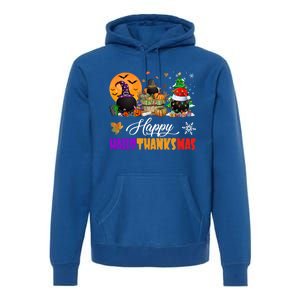 Witch Pilgrim Santa Ice Hockey Pucks Happy Hallothanksmas Great Gift Premium Hoodie