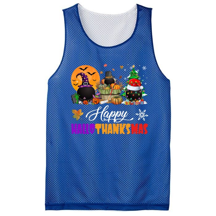 Witch Pilgrim Santa Ice Hockey Pucks Happy Hallothanksmas Great Gift Mesh Reversible Basketball Jersey Tank