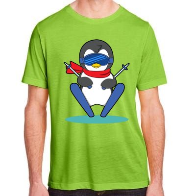 Winter Penguin Ski Skier Skiing Gift Adult ChromaSoft Performance T-Shirt