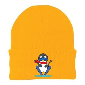 Winter Penguin Ski Skier Skiing Gift Knit Cap Winter Beanie