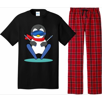 Winter Penguin Ski Skier Skiing Gift Pajama Set