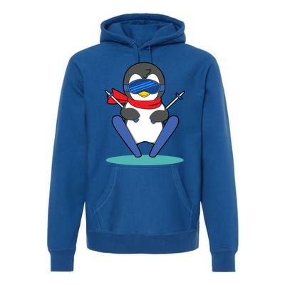 Winter Penguin Ski Skier Skiing Gift Premium Hoodie