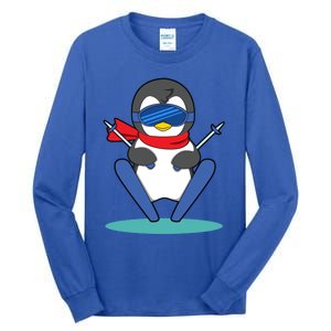 Winter Penguin Ski Skier Skiing Gift Tall Long Sleeve T-Shirt