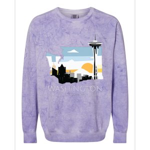 Washington Proud State Motto The Evergreen State Colorblast Crewneck Sweatshirt