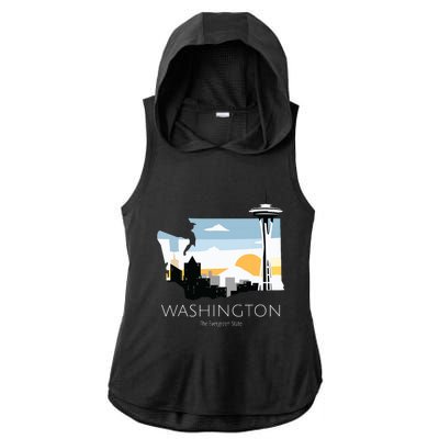 Washington Proud State Motto The Evergreen State Ladies PosiCharge Tri-Blend Wicking Draft Hoodie Tank