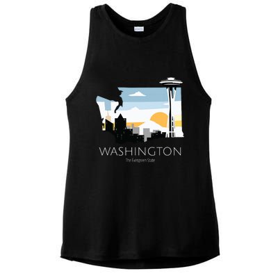 Washington Proud State Motto The Evergreen State Ladies PosiCharge Tri-Blend Wicking Tank