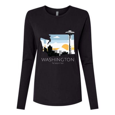 Washington Proud State Motto The Evergreen State Womens Cotton Relaxed Long Sleeve T-Shirt