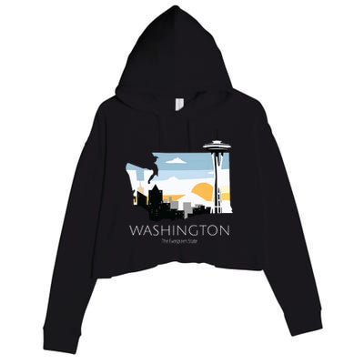 Washington Proud State Motto The Evergreen State Crop Fleece Hoodie