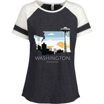 Washington Proud State Motto The Evergreen State Enza Ladies Jersey Colorblock Tee