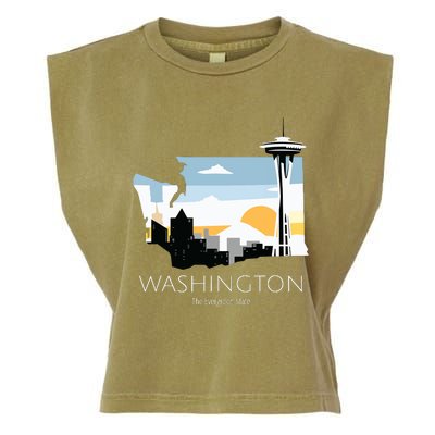 Washington Proud State Motto The Evergreen State Garment-Dyed Women's Muscle Tee