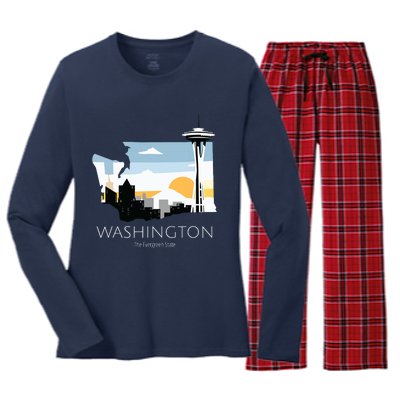 Washington Proud State Motto The Evergreen State Women's Long Sleeve Flannel Pajama Set 