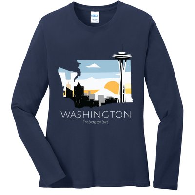 Washington Proud State Motto The Evergreen State Ladies Long Sleeve Shirt