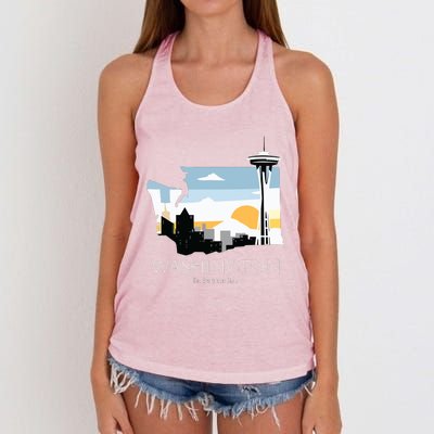 Washington Proud State Motto The Evergreen State Women's Knotted Racerback Tank