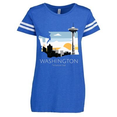 Washington Proud State Motto The Evergreen State Enza Ladies Jersey Football T-Shirt