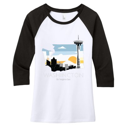 Washington Proud State Motto The Evergreen State Women's Tri-Blend 3/4-Sleeve Raglan Shirt