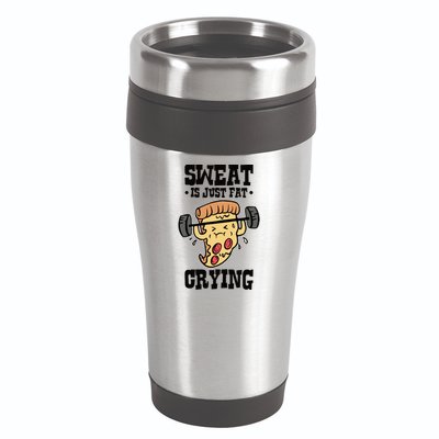 Workout Pizza Sweat Is Just Fat Crying Gift 16oz Travel Tumbler