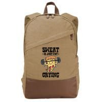 Workout Pizza Sweat Is Just Fat Crying Gift Cotton Canvas Backpack