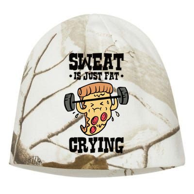 Workout Pizza Sweat Is Just Fat Crying Gift Kati - Camo Knit Beanie