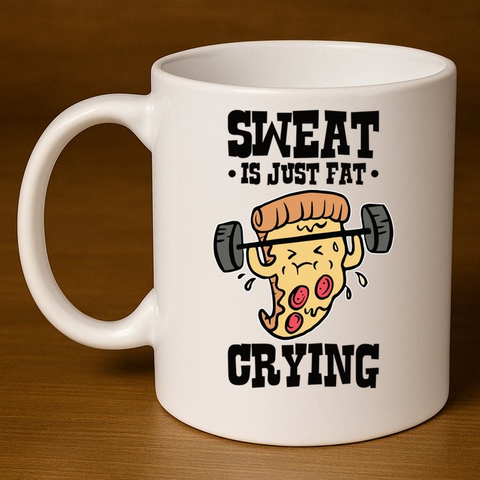 Workout Pizza Sweat Is Just Fat Crying Gift 11oz C Handle Ceramic Mug