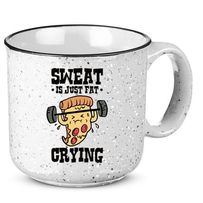 Workout Pizza Sweat Is Just Fat Crying Gift 15oz Campfire Ceramic Mug