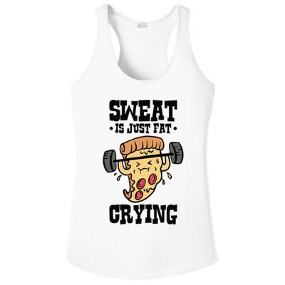 Workout Pizza Sweat Is Just Fat Crying Gift Ladies PosiCharge Competitor Racerback Tank