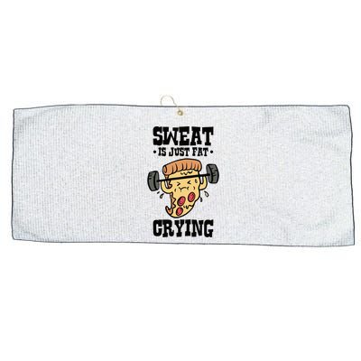 Workout Pizza Sweat Is Just Fat Crying Gift Large Microfiber Waffle Golf Towel
