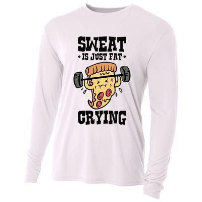 Workout Pizza Sweat Is Just Fat Crying Gift Cooling Performance Long Sleeve Crew