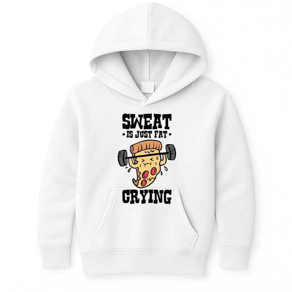 Workout Pizza Sweat Is Just Fat Crying Gift Kids Hoodie