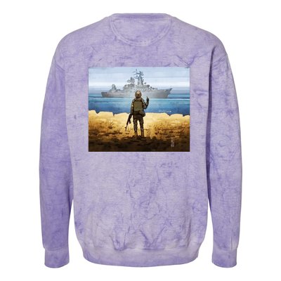 Warship Postage Stamp Front And Back Print Go F Yourself Colorblast Crewneck Sweatshirt