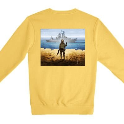 Warship Postage Stamp Front And Back Print Go F Yourself Premium Crewneck Sweatshirt