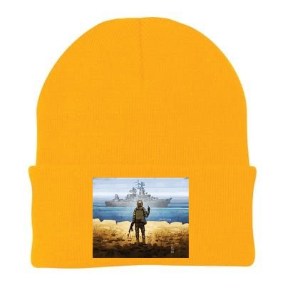 Warship Postage Stamp Front And Back Print Go F Yourself Knit Cap Winter Beanie