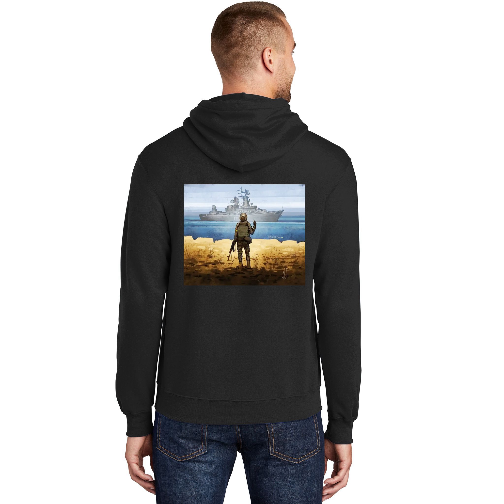 Warship Postage Stamp Front And Back Print Go F Yourself Hoodie