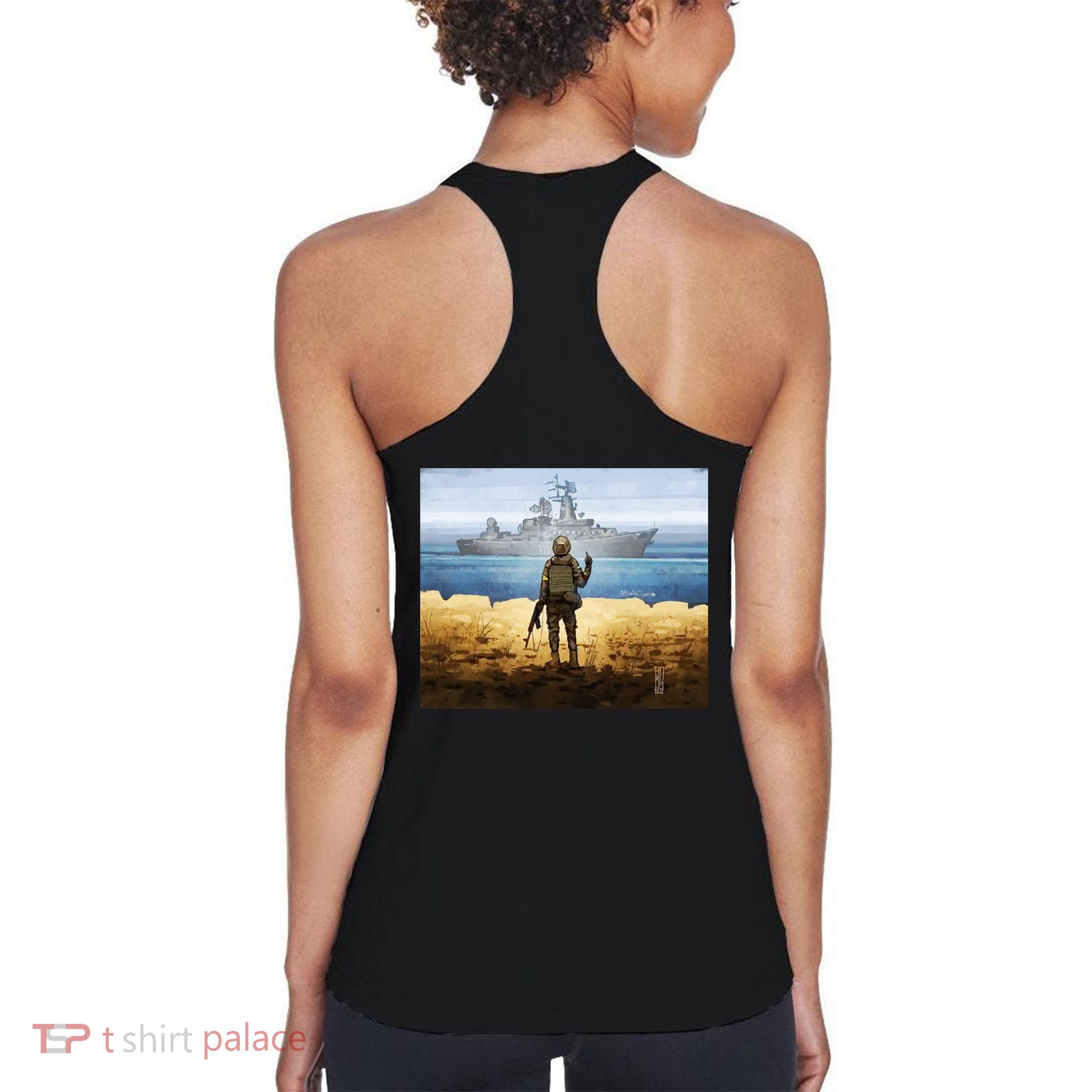Warship Postage Stamp Front And Back Print Go F Yourself Womens Tank Top