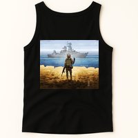 Warship Postage Stamp Front And Back Print Go F Yourself Tank Top