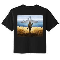 Warship Postage Stamp Front And Back Print Go F Yourself Crop Top