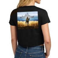 Warship Postage Stamp Front And Back Print Go F Yourself Crop Top