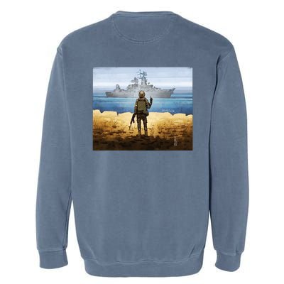 Warship Postage Stamp Front And Back Print Go F Yourself Garment-Dyed Sweatshirt