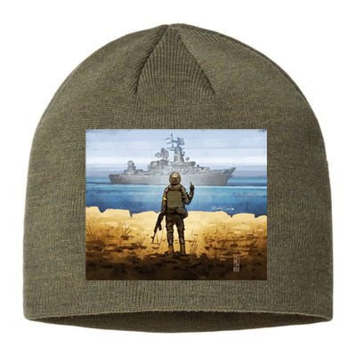 Warship Postage Stamp Front And Back Print Go F Yourself Sustainable Beanie