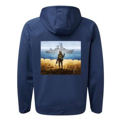 Warship Postage Stamp Front And Back Print Go F Yourself Performance Fleece Hoodie