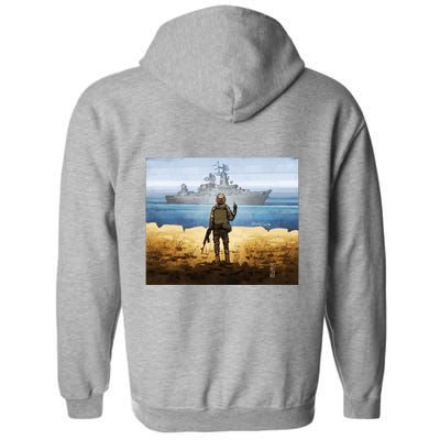 Warship Postage Stamp Front And Back Print Go F Yourself Full Zip Hoodie