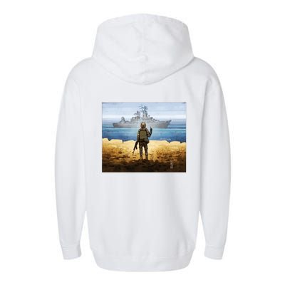 Warship Postage Stamp Front And Back Print Go F Yourself Garment-Dyed Fleece Hoodie